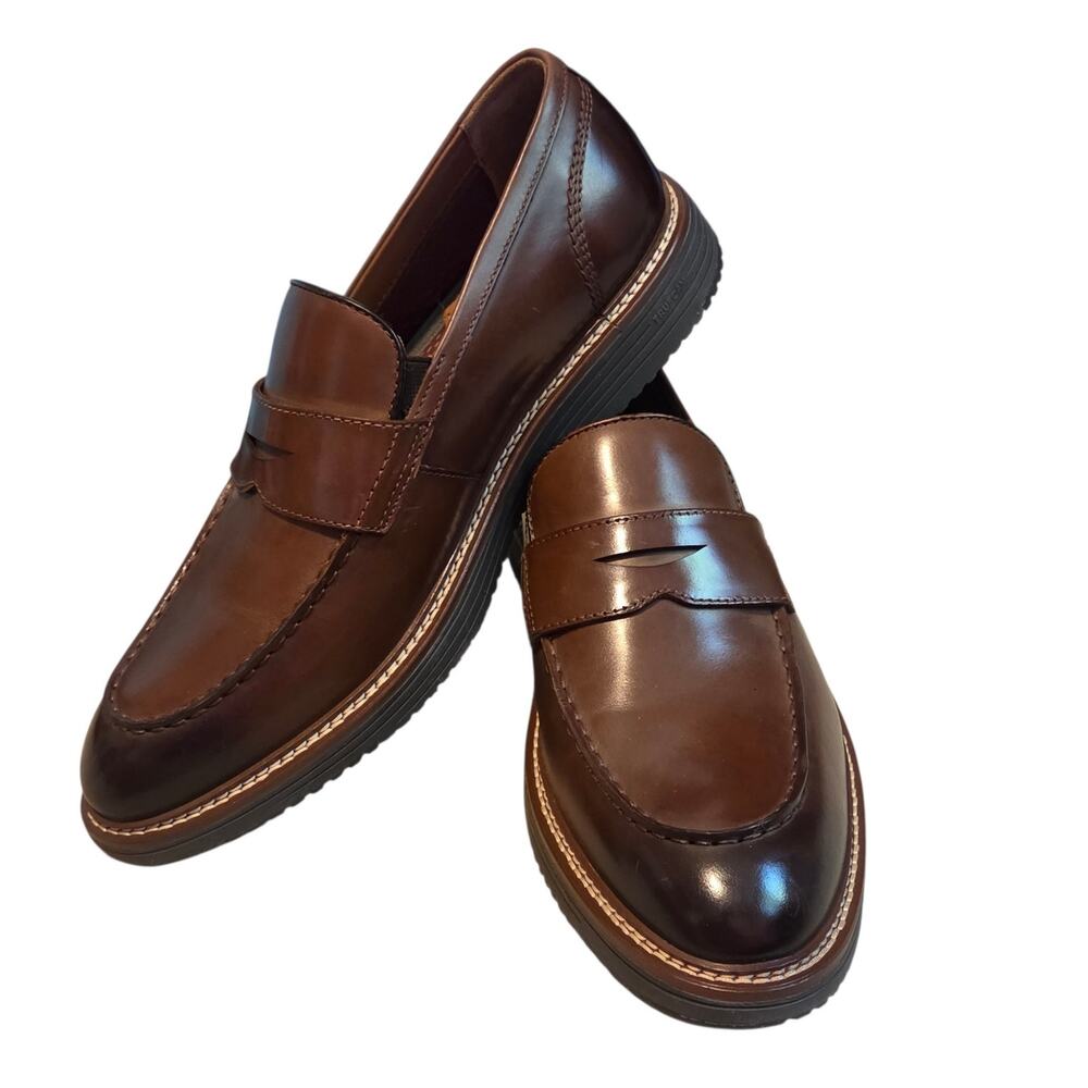 Johnston & Murphy Upton Penny Loafer sz 11 M Tan Full Grain Leather 20-4062 NEW